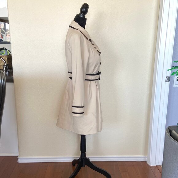Elle Trench Coat Tan with Black Trim Size 14 - Picture 4 of 15